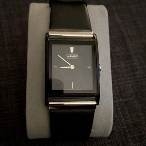 Citizen Black and Silver Rectangular Eco-Drive Watch